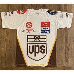VTG 90s NASCAR T-shirt Mens M Robert Yates Racing Allover Print AOP Tee NOS